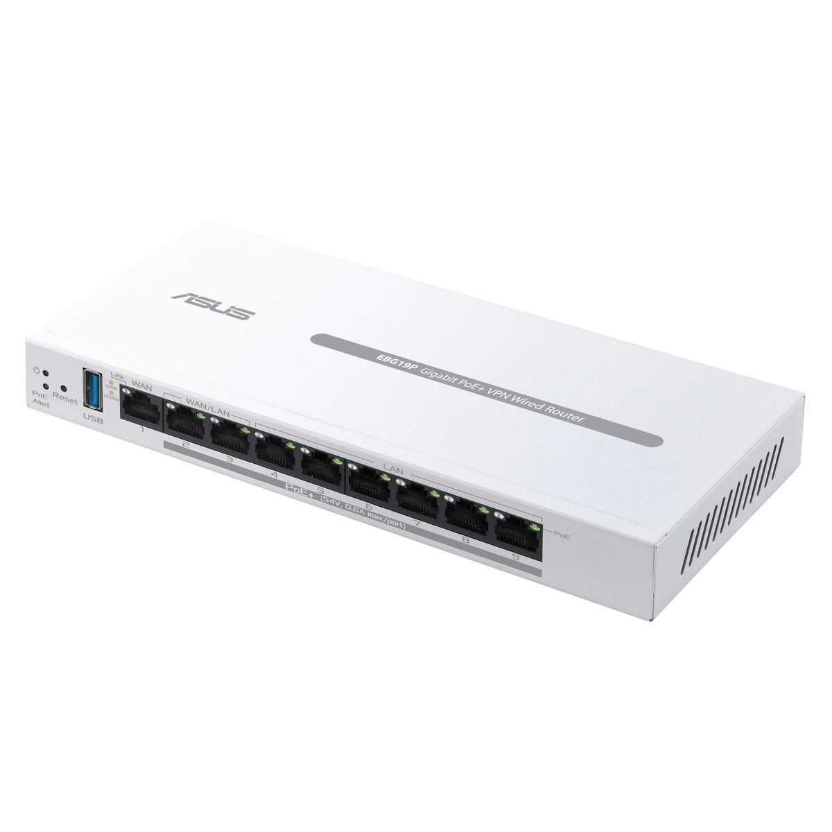 ASUS ExpertWiFi EBG19P Gigabit PoE+ VPN Kabel-Router, 8x Gigabit LAN, 1x WAN, USB 3.2, PoE+ 54V, Weiß