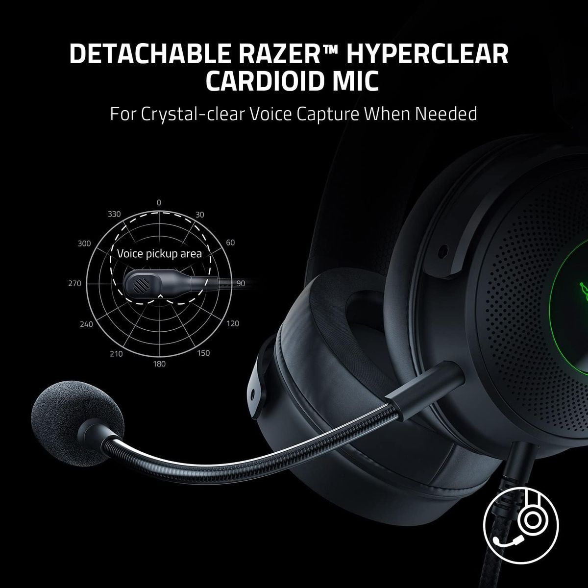 Razer Kraken V3 Kabelgebundenes USB Gaming Headset: Triforce Titanium 50mm Drivers - THX Spatial Audio - Chroma RGB Lighting - Hybrid Fabric & Leatherette Memory Foam Cushions - Detachable HyperClear Mic Black