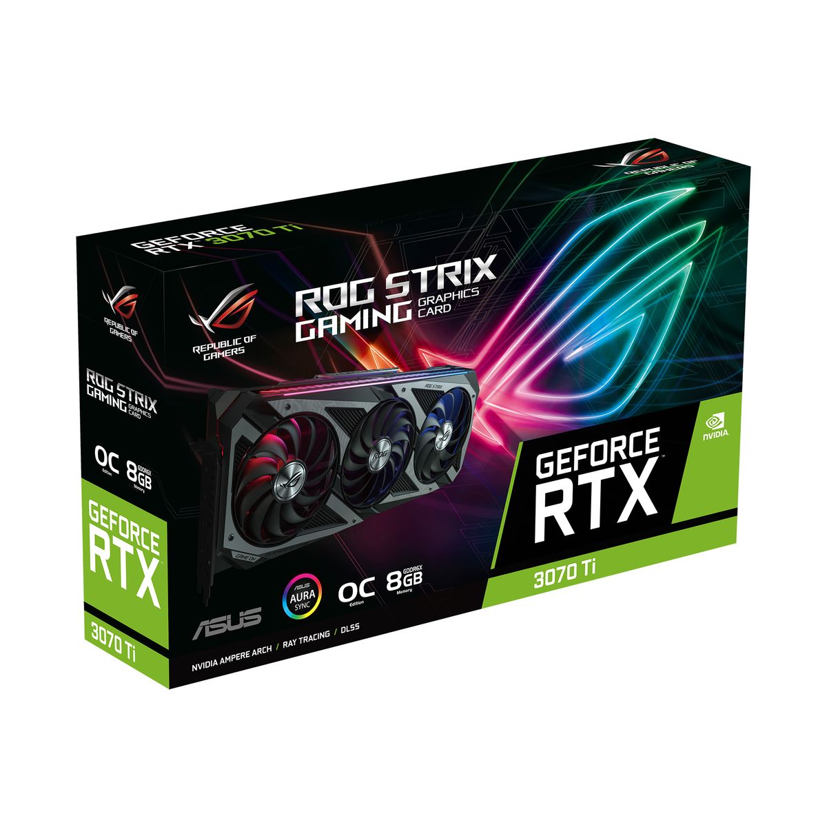 ASUS ROG Strix RTX 3070 Ti O8G Gaming Grafikkarte, NVIDIA GeForce RTX 3070 Ti 8 GB GDDR6X, PCIe 4.0, 3xDP 1.4a, 2xHDMI 2.1, 3x 8-pin, 2,9 Slots, 318,5 mm