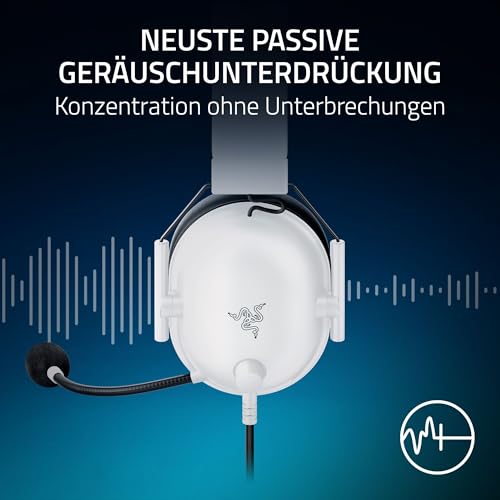 Razer BlackShark V2 X (PlayStation) - Kabelgebundenes E-Sports Headset für PlayStation 5 Konsole (250g, Nierenmikrofon, 50mm Treiber, Passive Geräuschunterdrückung, 3,5mm Klinke) Weiß