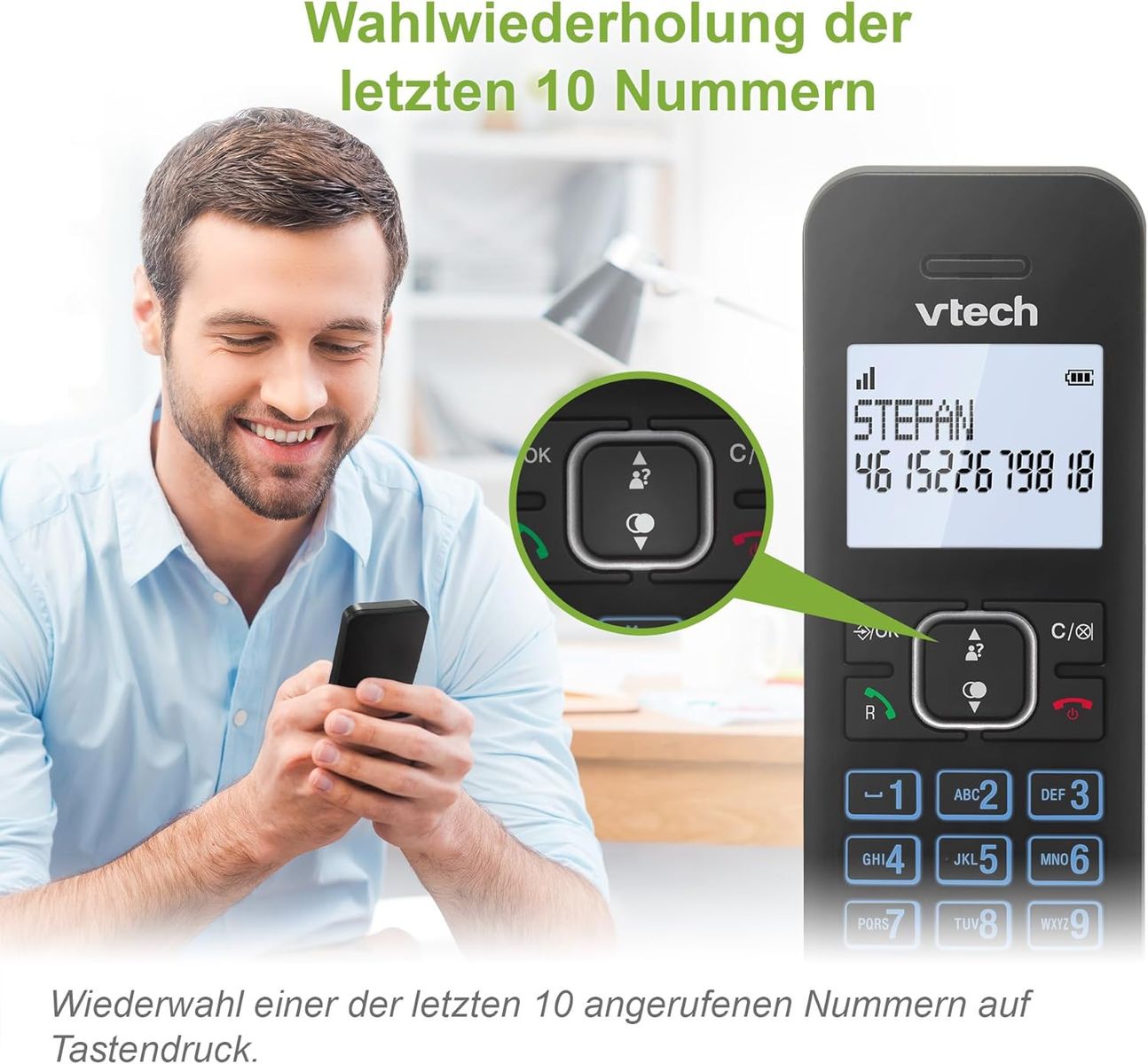 VTech LS1000 DECT Schnurlostelefon Telefon Schnurlos mit innovativer Ladestation, Anrufererkennung/Anklopffunktion, Freisprechfunktion, Display und Tastatur mit Hintergrundbeleuchtetes, ECO-Modus LS1000 1-telefon schnurlos