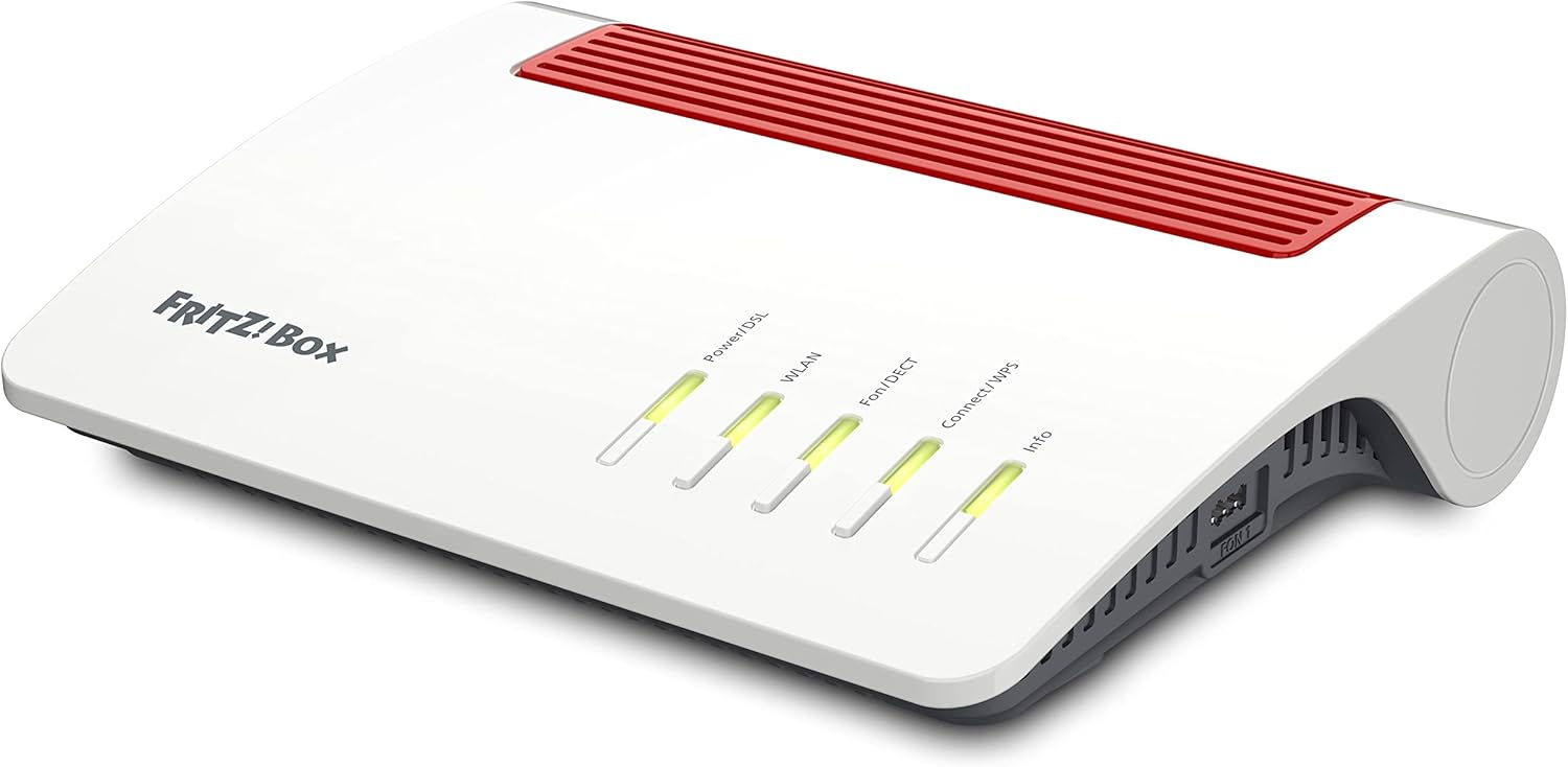 AVM FRITZ!Box 7590 AX Exclusive Edition DSL-Router, VDSL Supervectoring 35b, Wi‑Fi 6 Dualband 2.4 & 5 GHz (2.400 + 1.200 MBit/s), WLAN Mesh, DECT-Basis, inkl. SanDisk 64 GB USB-Stick, DE