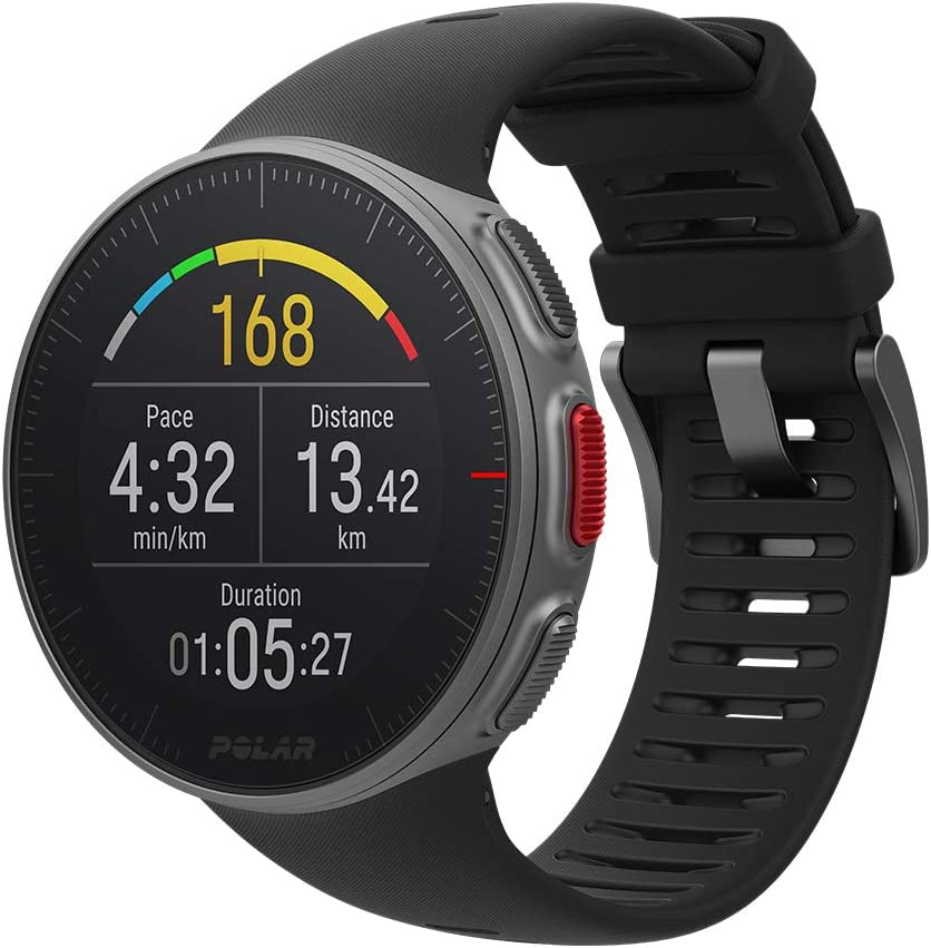 Polar Vantage V – Premium-Multisportuhr mit GPS, optischer Pulsmessung und extrem langer Akkulaufzeit – Multisport und Triathlontraining – Herzfrequenz-Messgerät, wasserdicht Vantage V M/L Schwarz