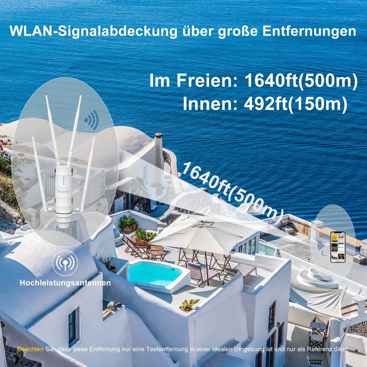 WAVLINK Outdoor WLAN Access Point, Dual Band Outdoor WLAN Verstärker(867Mbit/s 5Ghz, 300Mbit/s 2,4GHz) für Garten/Indoor, WLAN Repeater/WLAN AP/Easy mesh Modus, wetterfestes Gehäuse 572HP3