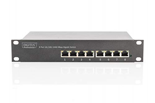 Digitus 10 inch 8-Port Gigabit Ethernet Switch 8 x 10/100/1000Mbps RJ45, integrated power supply incl. 10 inch bracket