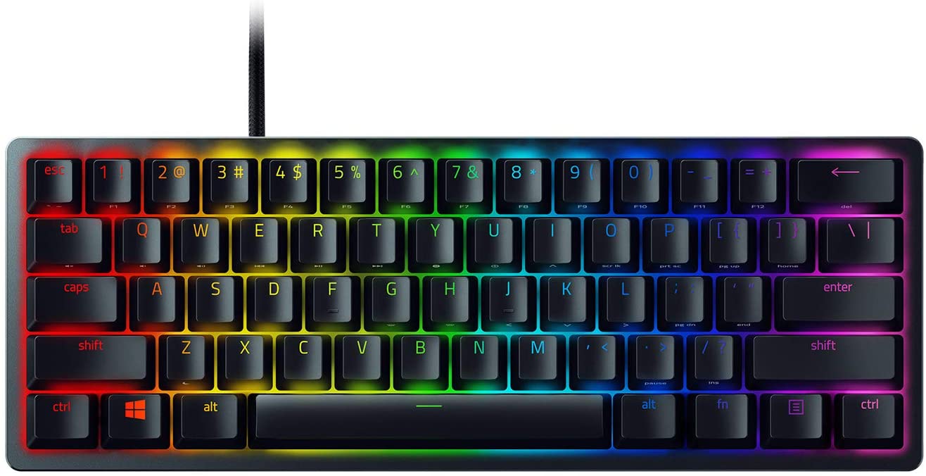 RAZER Huntsman Mini 60% Gaming Keyboard - Fastest Keyboard Switches Ever - Optical Clicky Switches - Chroma RGB Lighting - PBT Keys - Onboard Memory - Classic Black (USA Layout - QWERTY)
