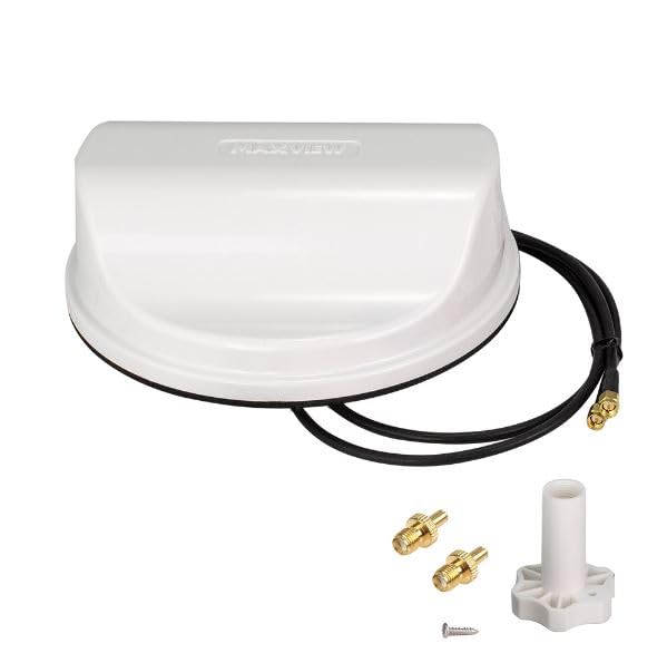 Maxview ANT2 2x2 MIMO 5G/4G Außenantenne, bis 6000 MHz, 8,8 dBi, 2x SMA auf TS9, Dachmontage, Weiß