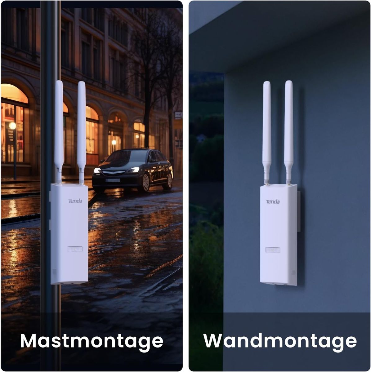 Tenda OAP1200 Access Point Outdoor, Gigabit Dualband WLAN Access Point (AC1200, 802.3at & 24V Passive PoE, IP65 Wasserfest, 1 Gigabit Port) weiß