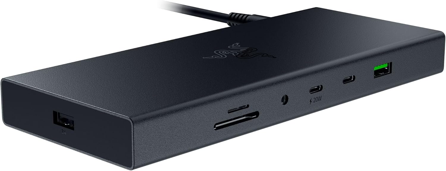 Razer USB 4 Dock - High-Speed-Dock für Gaming und Produktivität - 14-Port - Dual-Display-Unterstützung, Geräteaufladung (3X USB-C, 5X USB-A, HDMI, Gigabit Ethernet, 3.5mm Audio) Schwarz