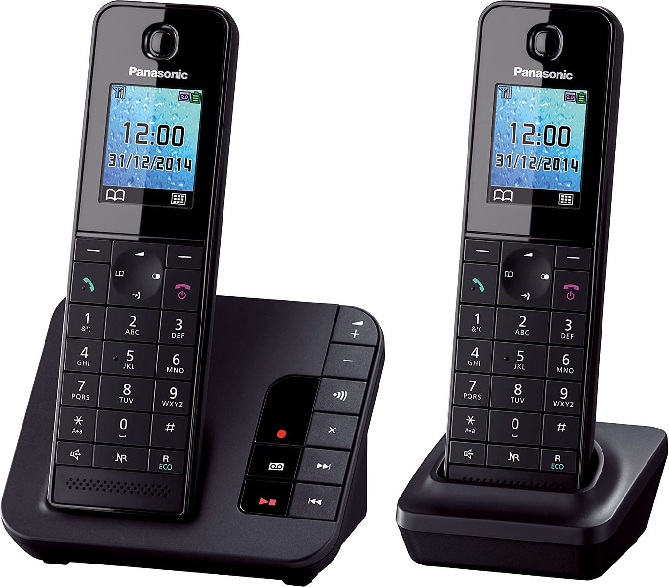 Panasonic KX-TGH222GB Komfort-Telefon Anrufbeantworter Wecker & Babyphone