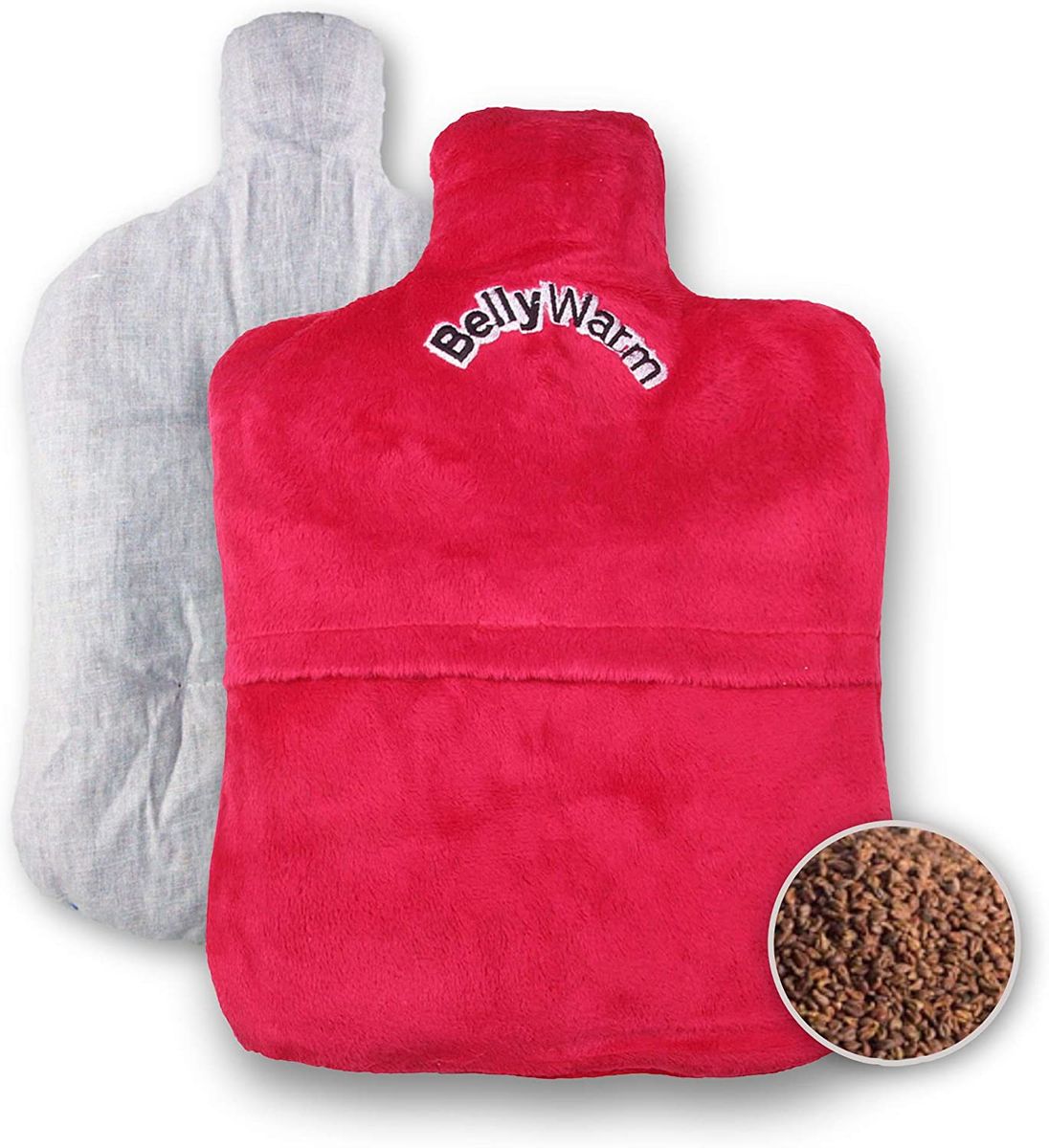 BellyWarm Wärmflasche für Mikrowelle, Flachsamen, 30 x 21 cm, Rot