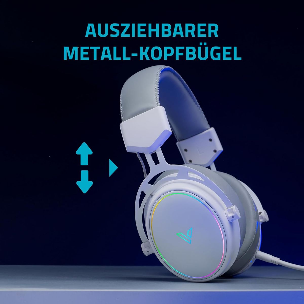 Rapoo VH800 kabelloses Gaming Over-Ear Headset, Flexibles Mikrofon mit Stummschaltung, Ohrpolster Kunstleder, 46h Akku, Headphone Bluetooth und 2,4Ghz PC/Mac/Xbox One/PS4/Nintendo Switch - White