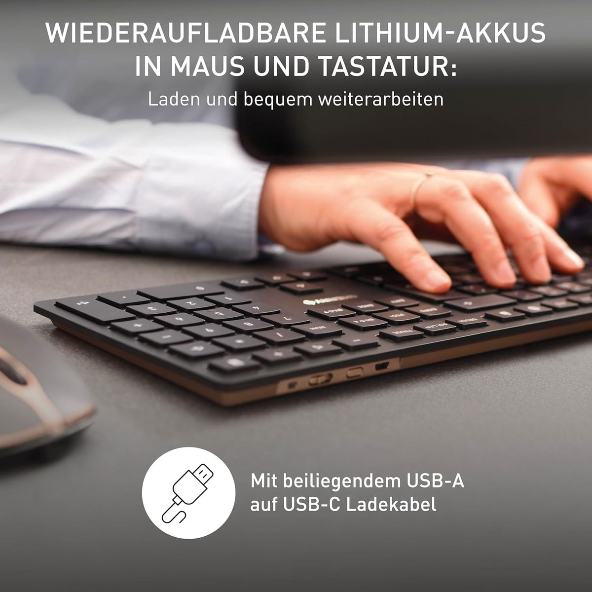 CHERRY DW 9100 SLIM Tastatur Maus enthalten Universal RF Wireless + Bluetooth Schwarz