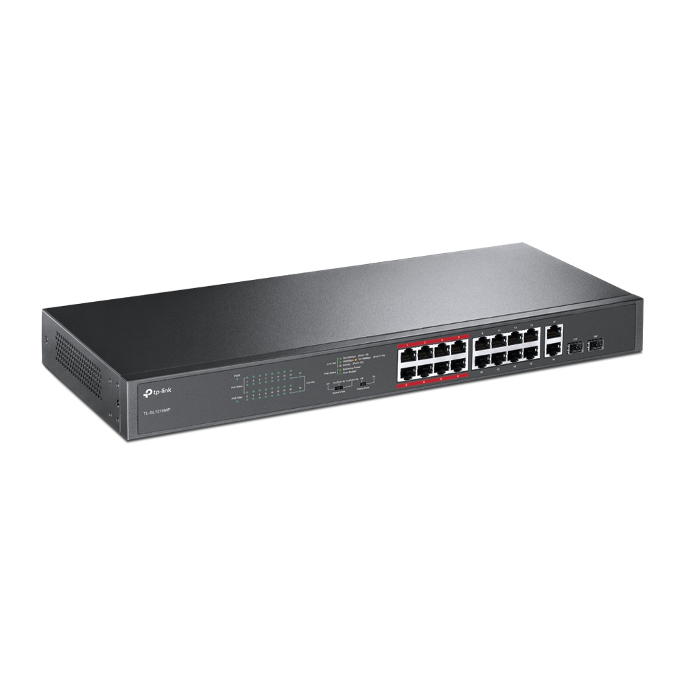 TP-Link 16-Port-10/100Mbit/s-+2-Port-Gigabit- Unmanaged PoE-Switch
