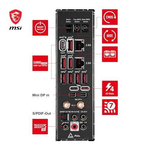MSI MEG Z790 ACE MAX Mainboard Intel Z790 LGA 1700 E-ATX DDR5 Wi-Fi 6 Bluetooth 5.3 2.5 Gigabit LAN HDMI 2.1 DisplayPort 1.4 M.2