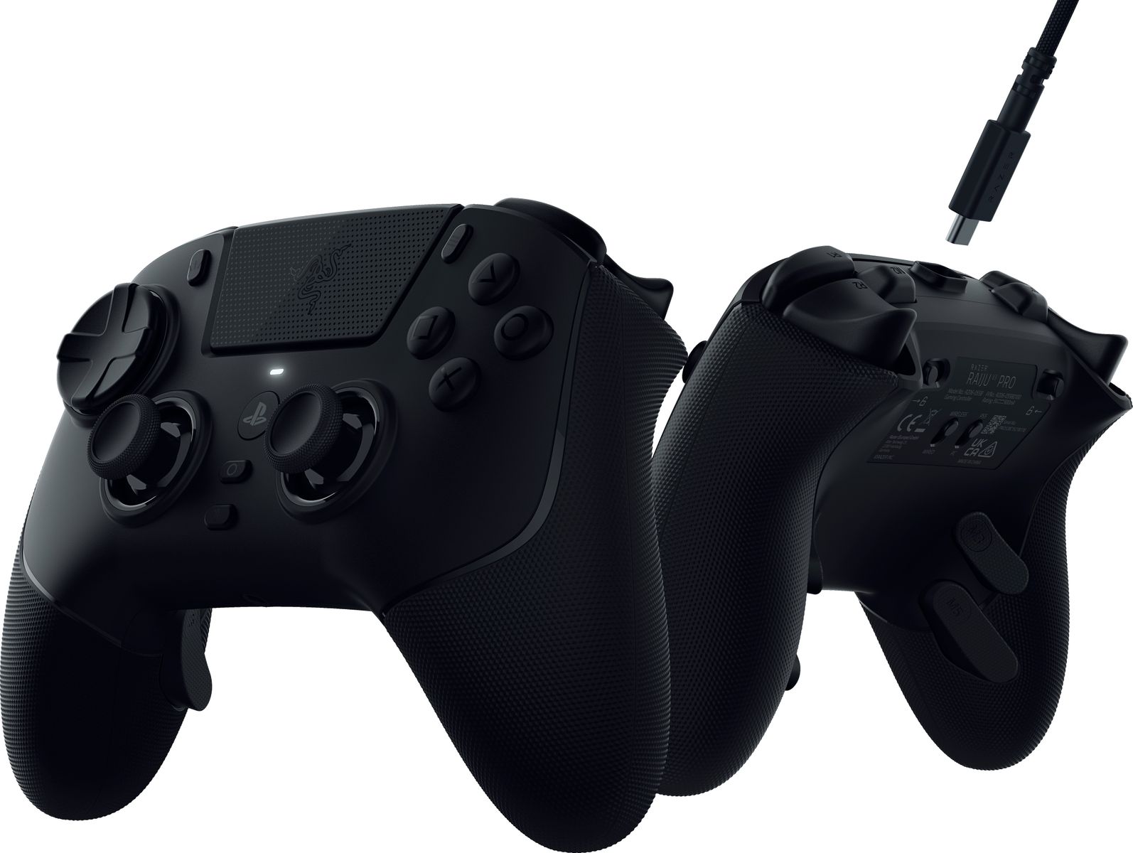 Razer Raiju V3 Pro Kabelloses & Verkabeltes Gamepad RF/USB-C, TMR-Analogsticks, 6 programmierbare Tasten, 36 h Akku, Schwarz, PS5 & PC