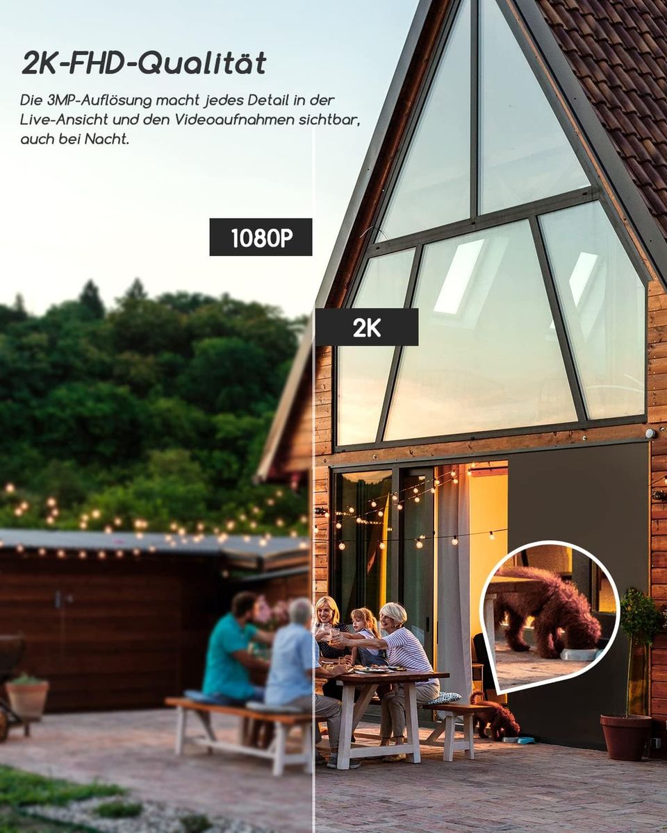 COOAU Überwachungskamera Aussen Solar Akku, 2K PTZ 355°/90° Kabellos WLAN IP Kamera ​Outdoor mit PIR Bewegungsmelder, Farbige Nachtsicht，Spotlight，IP66 ,2-Wege-Audio, Cloud-Speicher Weiß