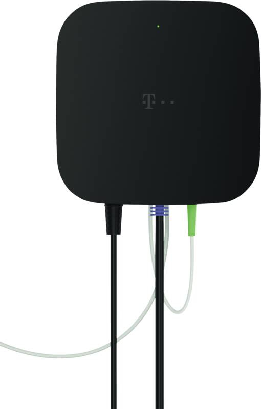 Telekom 40824527 Glasfaser-Modem, bis 2 GBit/s, 2.5G Ethernet, Schwarz, Plug & Play, LED-Anzeigen