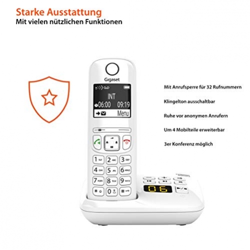 Gigaset AS690A Schnurlostelefon Anrufbeantworter DECT-Telefon Freisprechfunktion Weiß