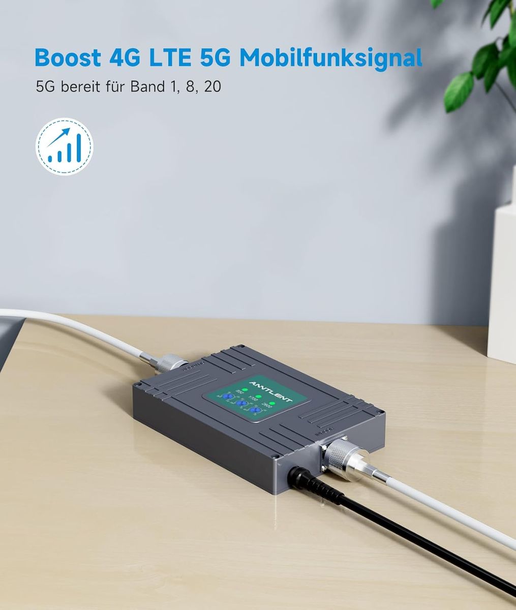 Anntlent N30-PL Handy-Signalverstärker, LTE Repeater 4G/3G, GSM Band 20/8/1, Mobilfunkverstärker für Sprachanrufe & Daten, 70 dB, EU