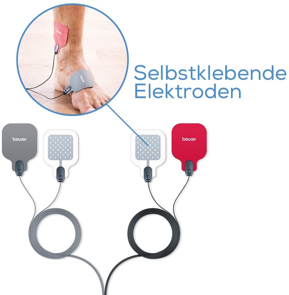 Beurer EM 59 Heat digital TENS / EMS device, 4-in-1 stimulation current device for pain therapy, muscle stimulation, massage and heat therapy, incl. 4 electrodes and battery.