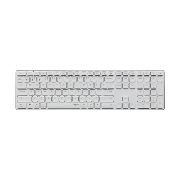 Rapoo E9800M Keyboard Dual Wireless BT + RF Aluminium White DE Layout