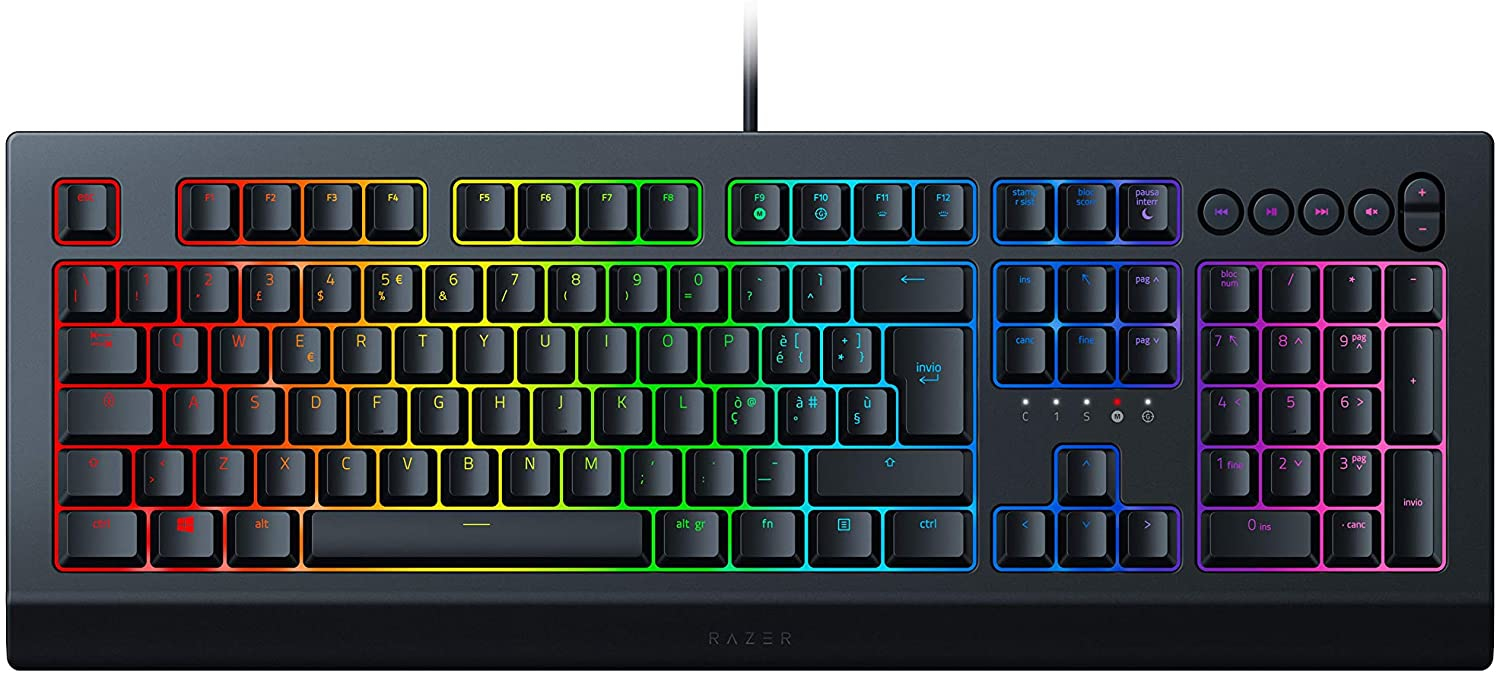 Razer Cynosa V2 Membran-Gaming-Tastatur (Tastatur mit Soft-Tasten, Multimedia-Tasten, Kabelmanagement, programmierbar, RGB-Beleuchtung) Schwarz - (ITA Layout - QWERTY)
