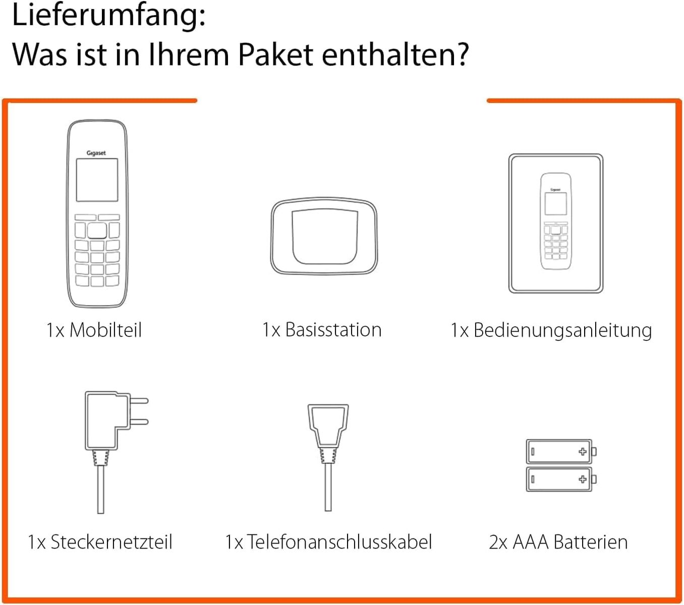 Gigaset Pure 120 - Schnurloses Telefon mit Anrufschutz und ECO DECT - beleuchtetes Display - Hörgerätekompatibel, anthrazit schwarz [Kompatibel in DE, IT, FR, NL, BE, Che, AUT]