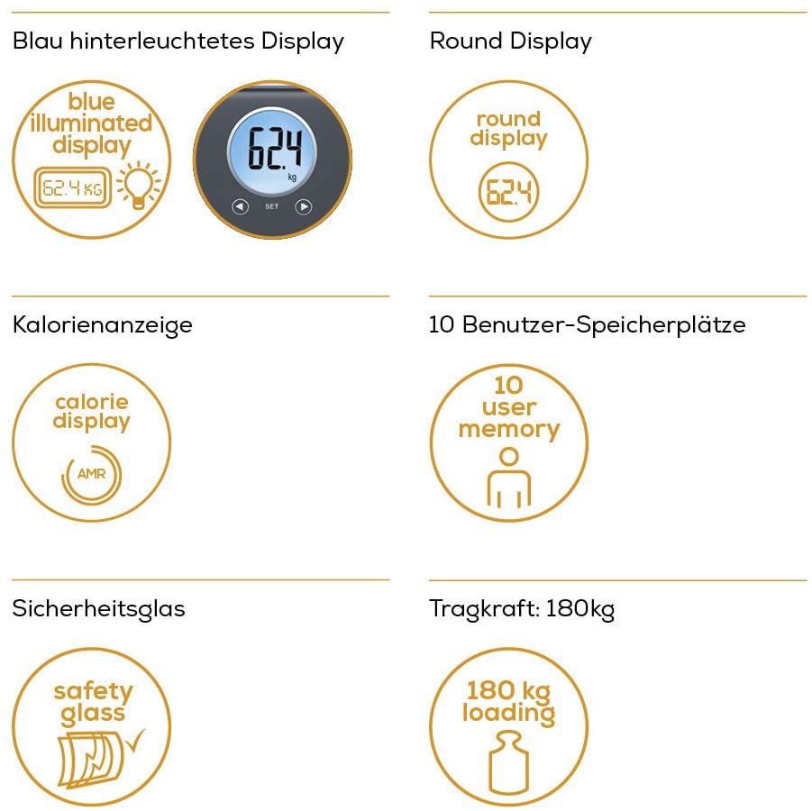 Beurer BF 195 glass diagnostic / personal scale, to determine body fat, muscle percentage and calorie requirements.