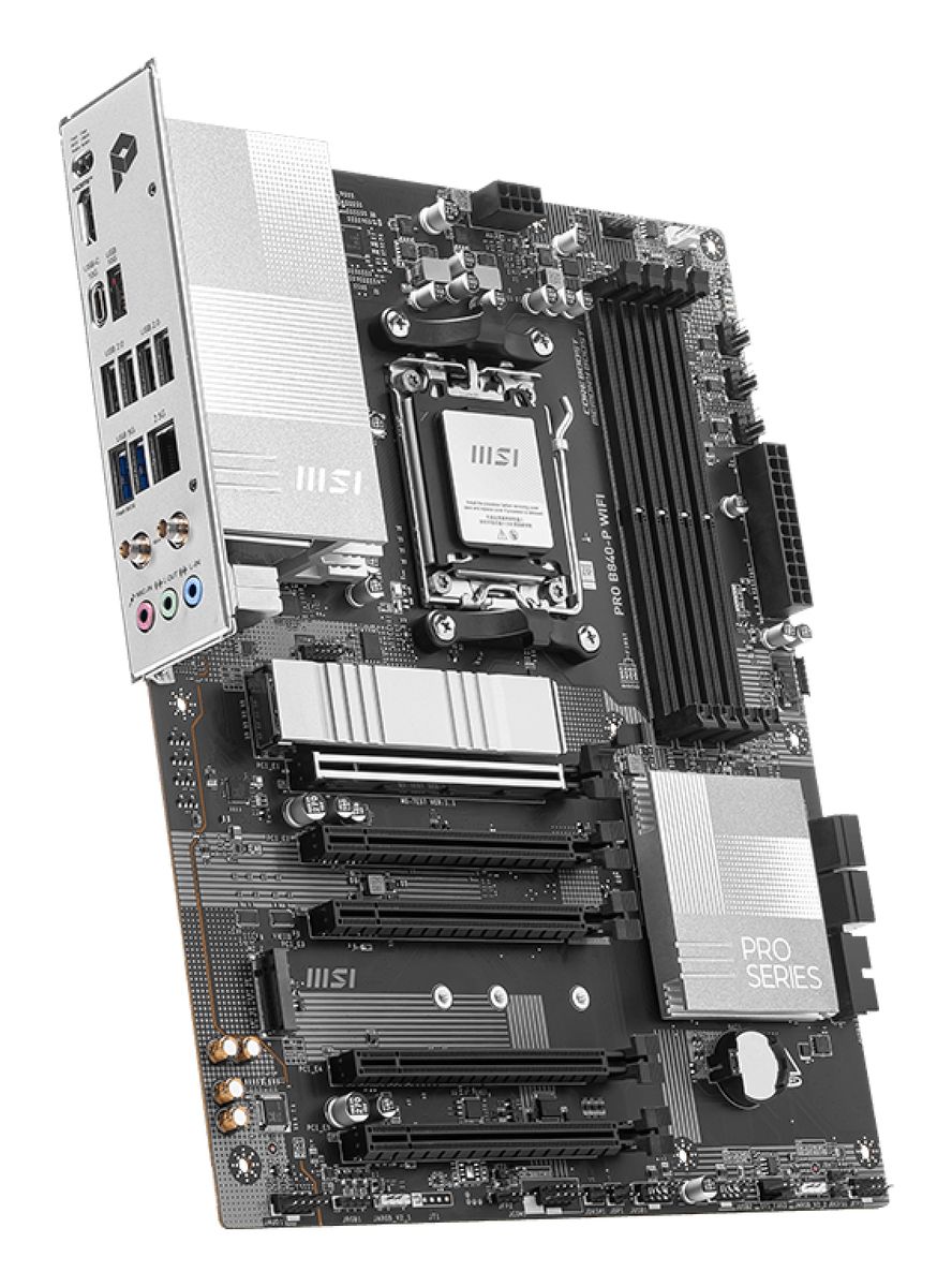 MSI PRO B840-P WIFI Mainboard, Sockel AM5, AMD B840, ATX, DDR5 4x DIMM 256 GB, 2.5 Gigabit LAN, Wi‑Fi 7 (802.11be) & Bluetooth 5.4, M.2, HDMI 2.1, RAID 0/1/10