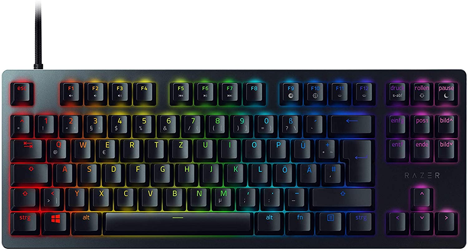 Razer Huntsman TE Gaming Keyboard Optical Red Switches TKL RGB DEU Layout QWERTZ