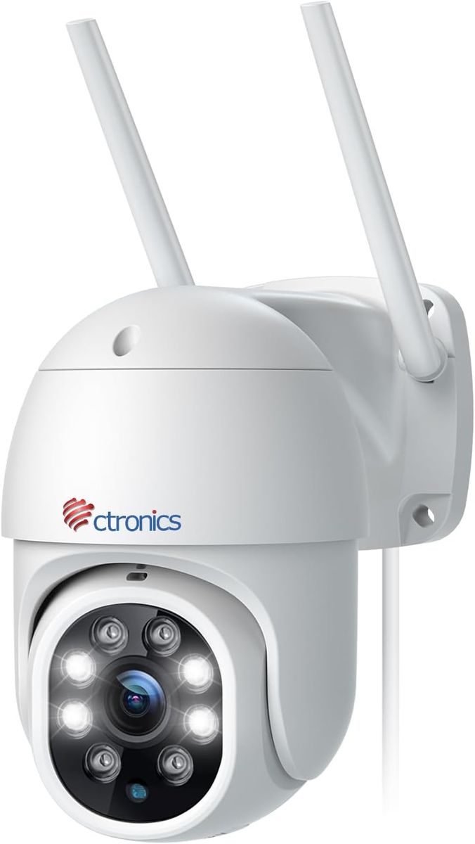 ctronics 2.5K 4MP Überwachungskamera Aussen WLAN, 2560×1440P Ctronics PTZ 2,4/5GHz Dualband WiFi IP Kamera Outdoor mit Automatische Verfolgung, Personenerkennung, 355°/90° Schwenkbar, Farbiger Nachtsicht, IP66