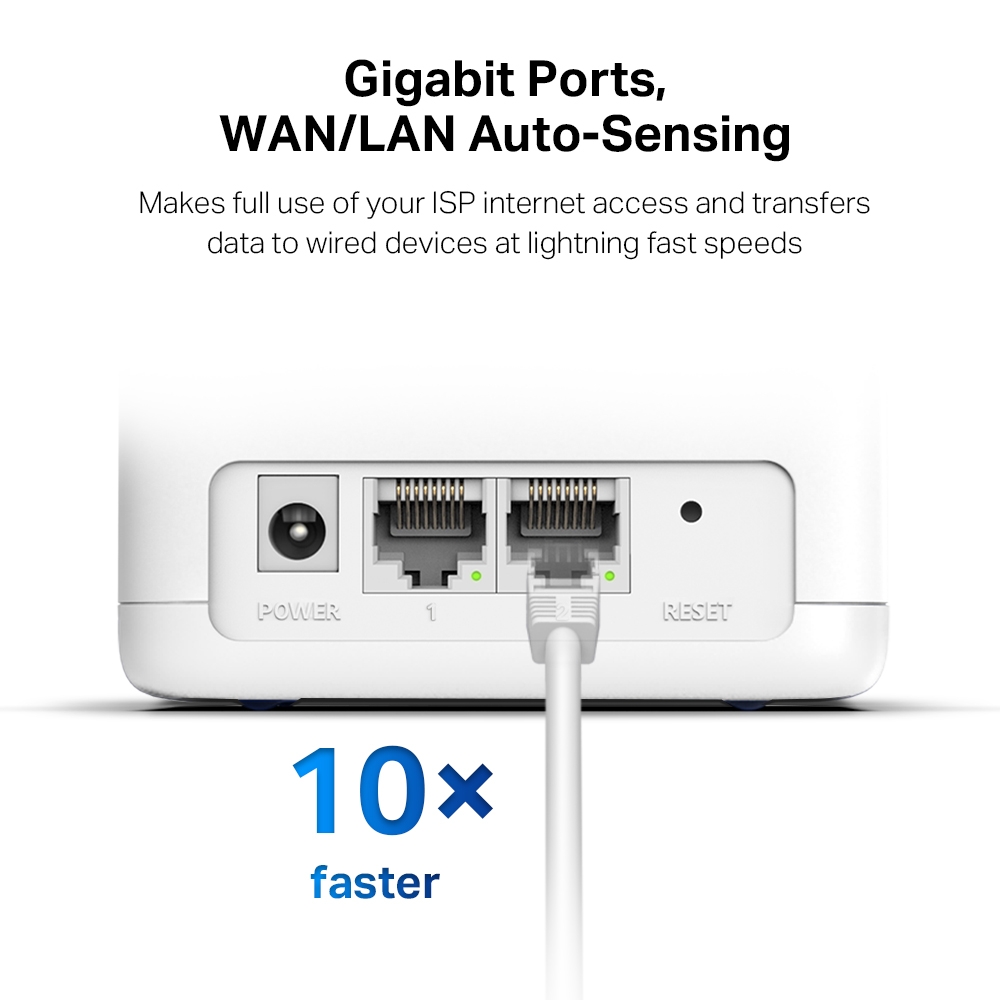 Mercusys Halo H30G AC1300 Wi-Fi Mesh System Dual Band WLAN Router & Repeater 1300 mbit/s up to 260m² MU-MIMO White 2er Pack v1.0