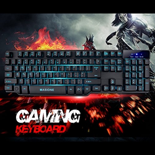 masione Mehrfarbig DEMI mechanisch Kabel USB Gaming-Tastatur mit LED Beleuchtung Hintergrundbeleuchtung Wasserdicht 7 verstellbar Hintergrundbeleuchtung Halo Atmung Licht Multimedia Pro ausgerichtet auf das Spiel Tastatur US-Layout
