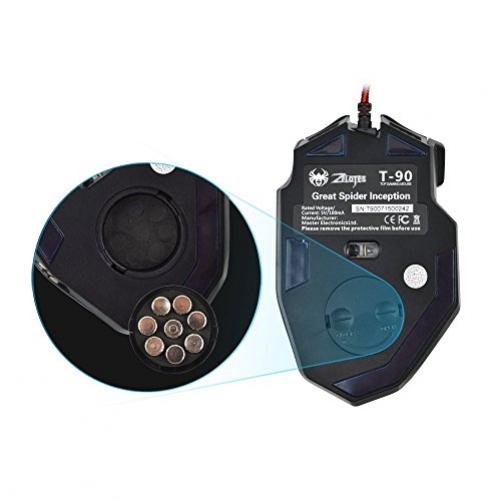 KINGTOP Optische Gaming-Maus, Verbindung zum PC per USB-Anschluss, 6 dpi-Stufen von 1000 bis 9200 dpi, 6 LED-Farben, 8 Tasten, individuelle Anpassung des Gewichts