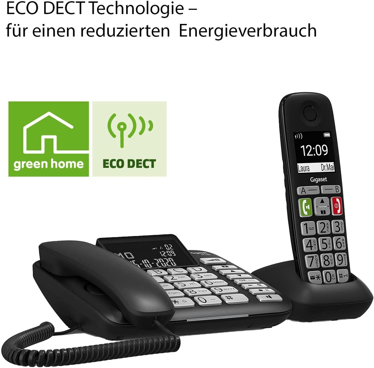 Gigaset DL780 Plus corded phone cordless phone combo set amplifier function for extra loud hearing hearing aid compatible shared phone book