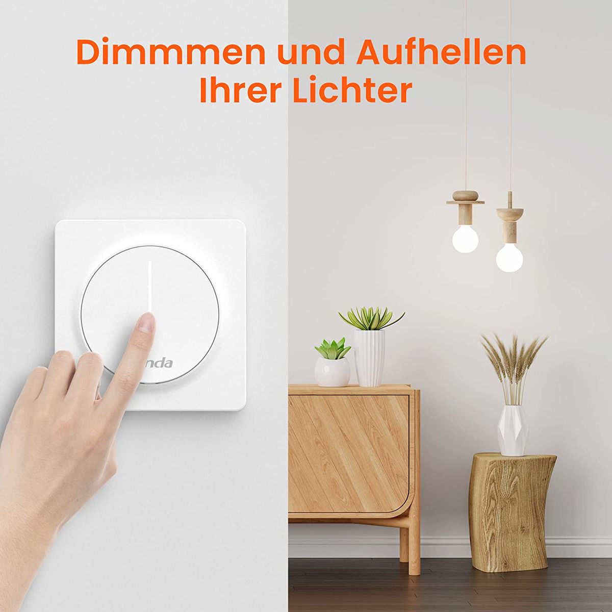 Tenda SS9 Smart Dimmer Lichtschalter- Intelligenter WLAN Lichtschalter mit Touch Panel and Timer, APP/Voice Control, kompatible mit Alexa and Google, Wandschalter, einpolig, benötigt Neutralleiter SS9 dimmbar