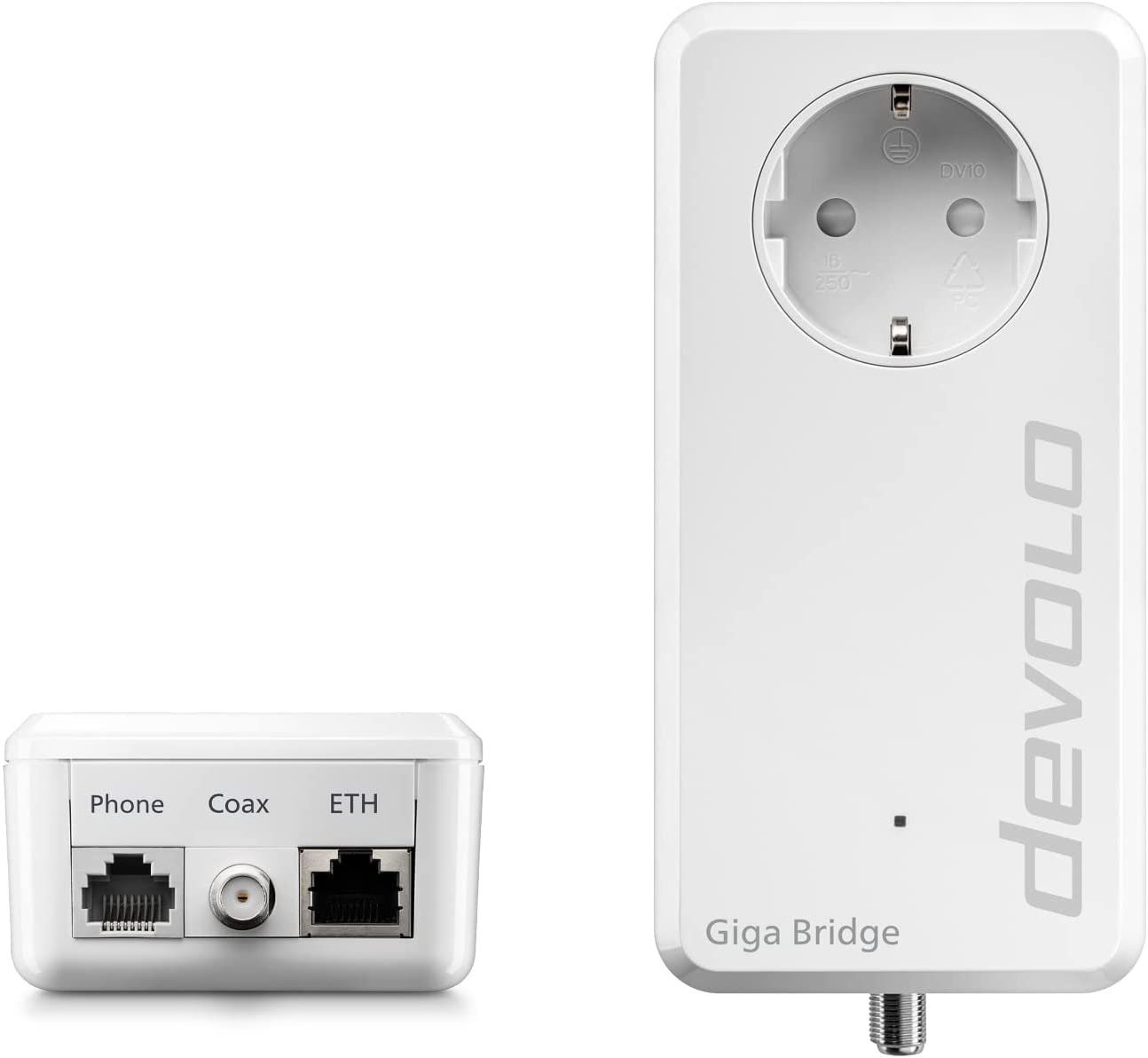 Devolo Giga Bridge Koaxial-Set, Glasfaserlösung, Glasfasernetzabschluss (ONT) mit dem Router verbinden, Glasfaser im Haus verlegen, Glasfaser-Kabel, weiß, 07114, White für Koaxleitung