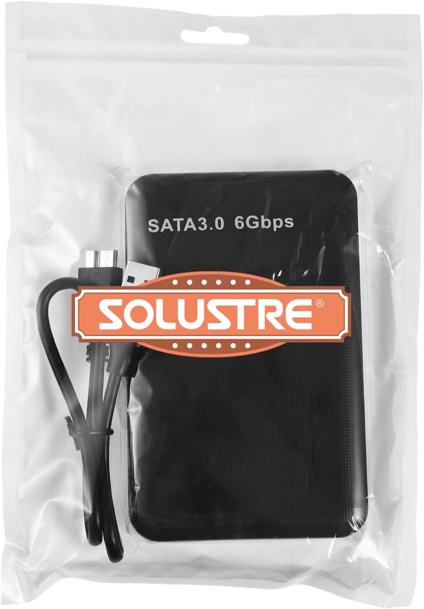 Solustre Externe Festplatte, tragbar, Mobile Festplatte, hohe Geschwindigkeit, Usb3.0 unterstützt Festplatte 3 TB für PC, Desktop, Laptop und mehr (weiß) schwarz Schwarz 12,5 * 8 cm