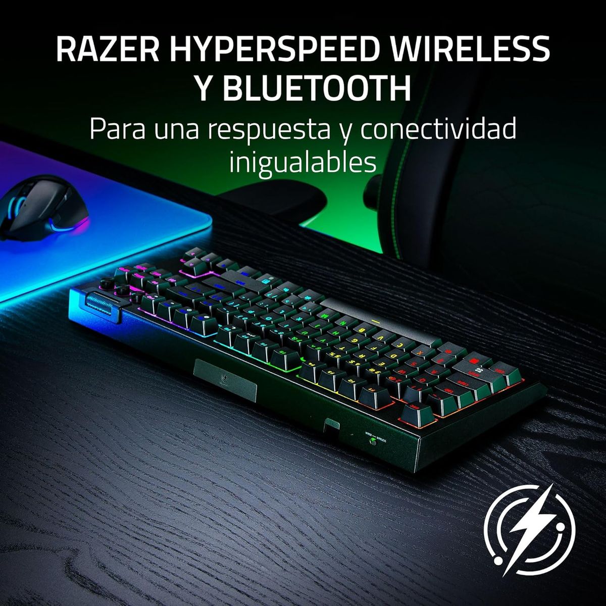 Razer BlackWidow V4 Tenkeyless HyperSpeed Gaming-Tastatur Kabellos Hot-Swap Orange taktile Razer Switches Bluetooth HyperSpeed 1000 Hz Chroma ESP Layout QWERTY