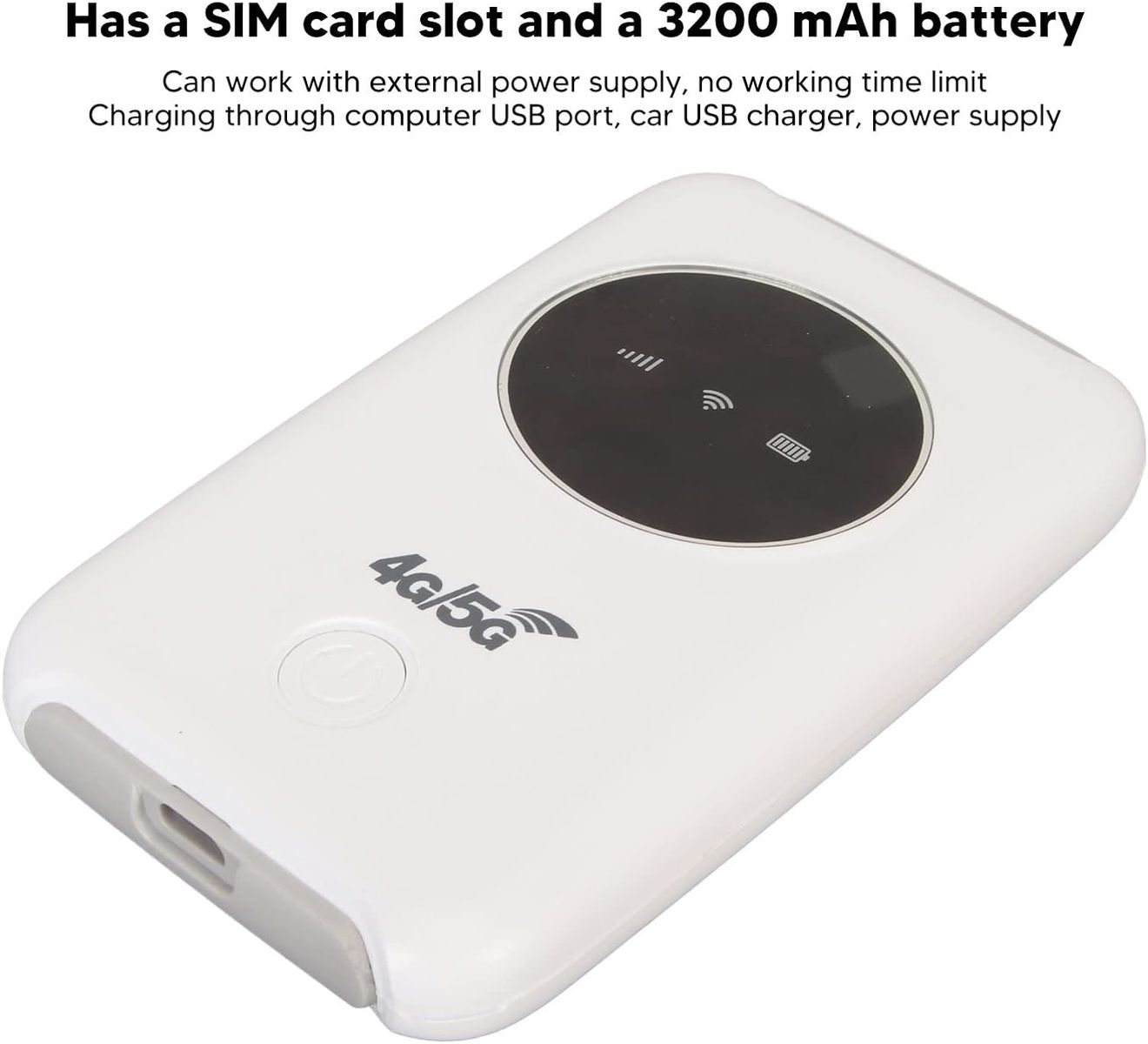 Dpofirs Tragbarer WLAN Router für Reisen, 300 Mbit/s 4G Entsperrtes LTE USB WLAN Modem mit SIM Kartensteckplatz, Integrierter 3200 mAh Akku, Unterstützt Netzwerkband: B1/2/3/5/7/8/20/40