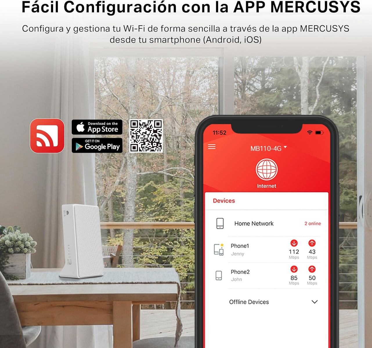 Mercusys MB110-4G - 4G Cat4 Router, WLAN N300 Mbps, NanoSIM-Slot, LAN/WAN-Port, QoS, ohne Konfiguration, verbindet bis zu 32 Geräte V1