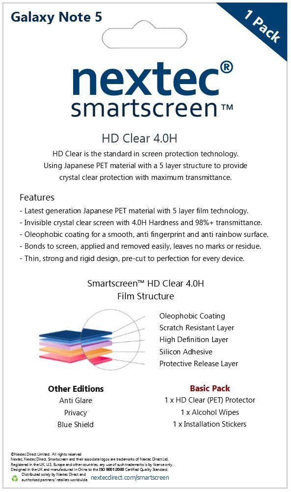 nextec Displayschutzfolie (HD Clear Series) für Apple iPhone und Samsung Galaxy