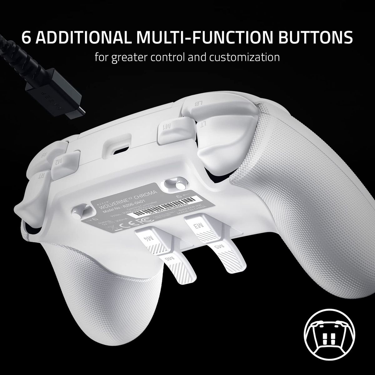 Razer Wolverine V2 Chroma Wired Gaming Pro Controller für Xbox Series X|S, Xbox One, PC: RGB-Beleuchtung - Remappable Buttons & Trigger - Mecha-Taktile Buttons & D-Pad - Trigger Stop-Switches - Weiß