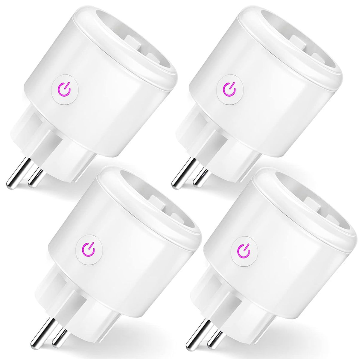 SURFOU WLAN Steckdose 16A, Smart Plug kompatibel mit Alexa, Google Assistant, Sprachsteuerung, Stromverbrauch Messen, Zeitschaltuhr, APP Fernsteuerung, 2,4GHz, 4 PCs, Weiß, Mini