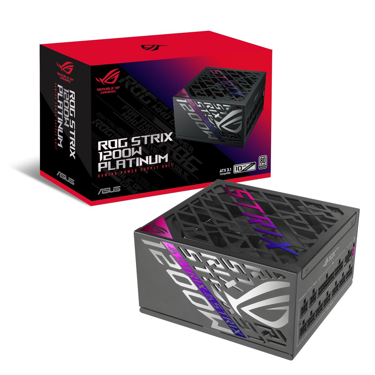 ASUS ROG Strix 1200W Platinum Netzteil, 1200 W, ATX 3.1, 80 PLUS Platinum, voll modular, Semi-passive, Schwarz