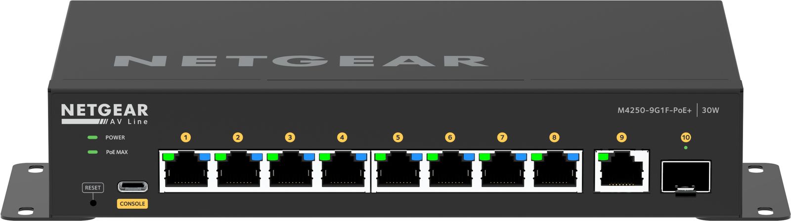 NETGEAR AV Line M4250-9G1F-PoE+ vollständig verwalteter Desktop-Switch (GSM4210PD)