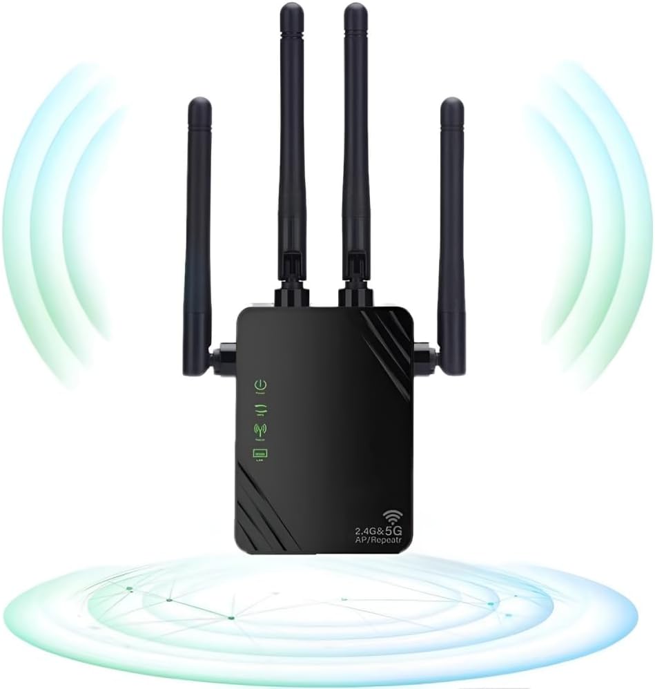 ANDHOT XL-Z04B WLAN-Repeater, WiFi-Extender 1200 Mbit/s, Dual-Band (2,4/5 GHz), Repeater/Router/AP, Signalverstärker für Zuhause & Büro, EU Steckertyp C