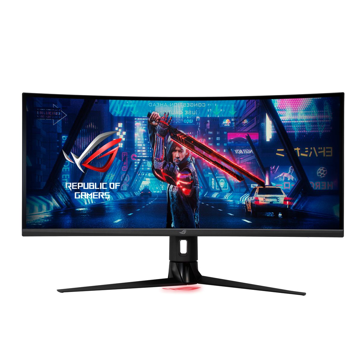 ASUS ROG Strix XG349C 34" UWQHD Curved Gaming Monitor 180 Hz 1ms GtG G-Sync kompatibel DisplayHDR 400 KVM Switch Fast IPS Panel 21:9 3440x1440 DisplayPort HDMI USB-C ergonomisch