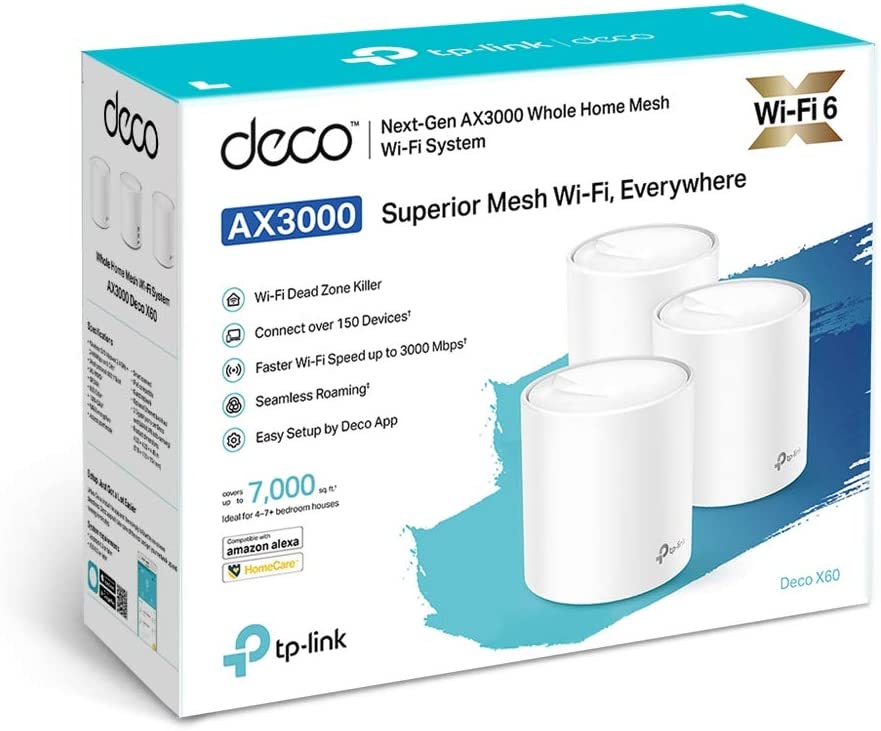 TP-Link Deco X60 AX3000 Wi-Fi 6 Mesh Dual Band WLAN Router & Repeater up to 650m² White 3er Pack v1.0